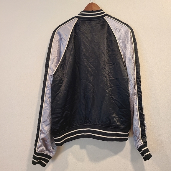 Amiri Black & Gray Satin Bomber Jacket - Picture 9 of 14